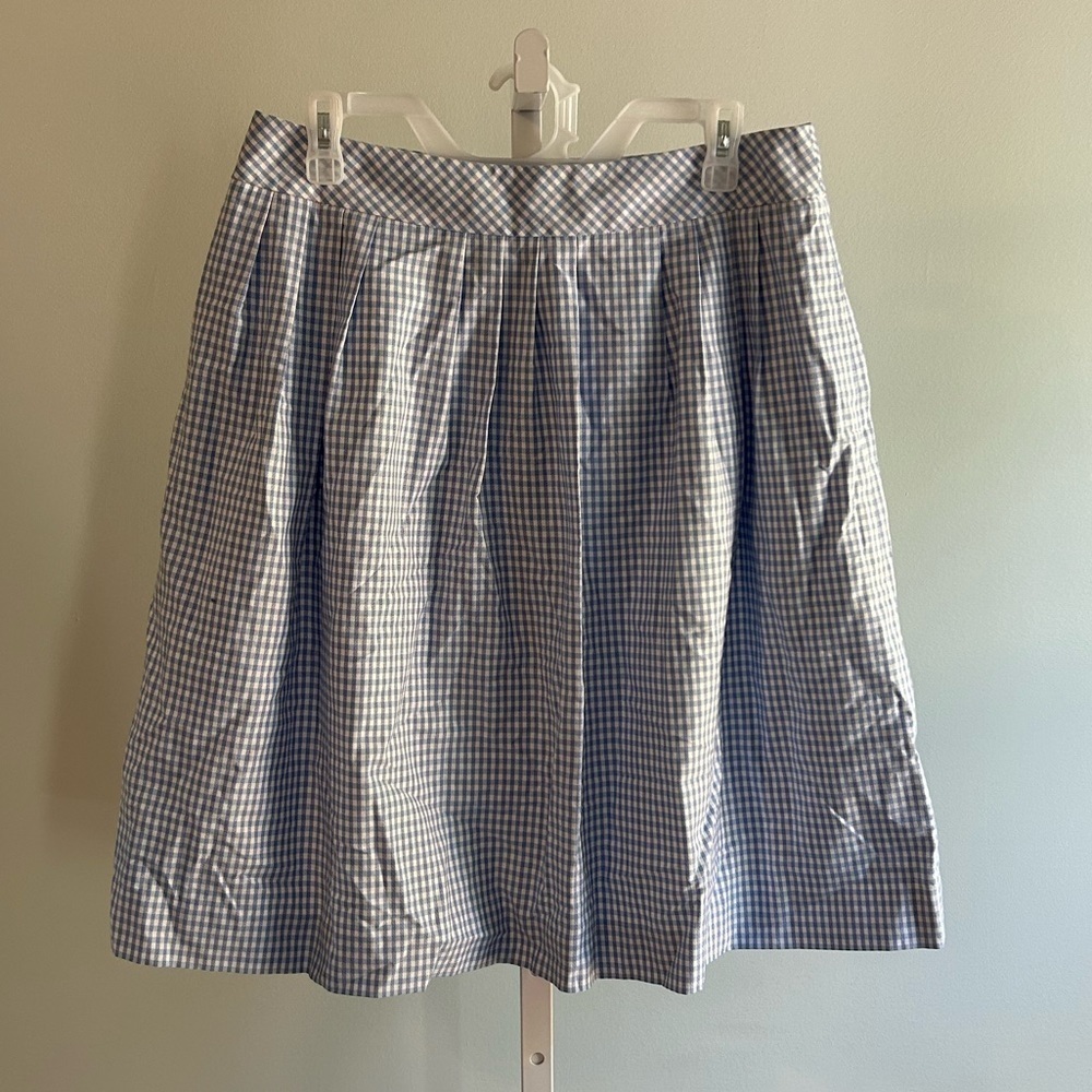 Brooks Brothers Blue White Gingham Pleated Skirt